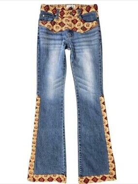 Lucent Y2K Low Rise Flared Blue Jeans Boho Festival Vintage Women's Size S | 26